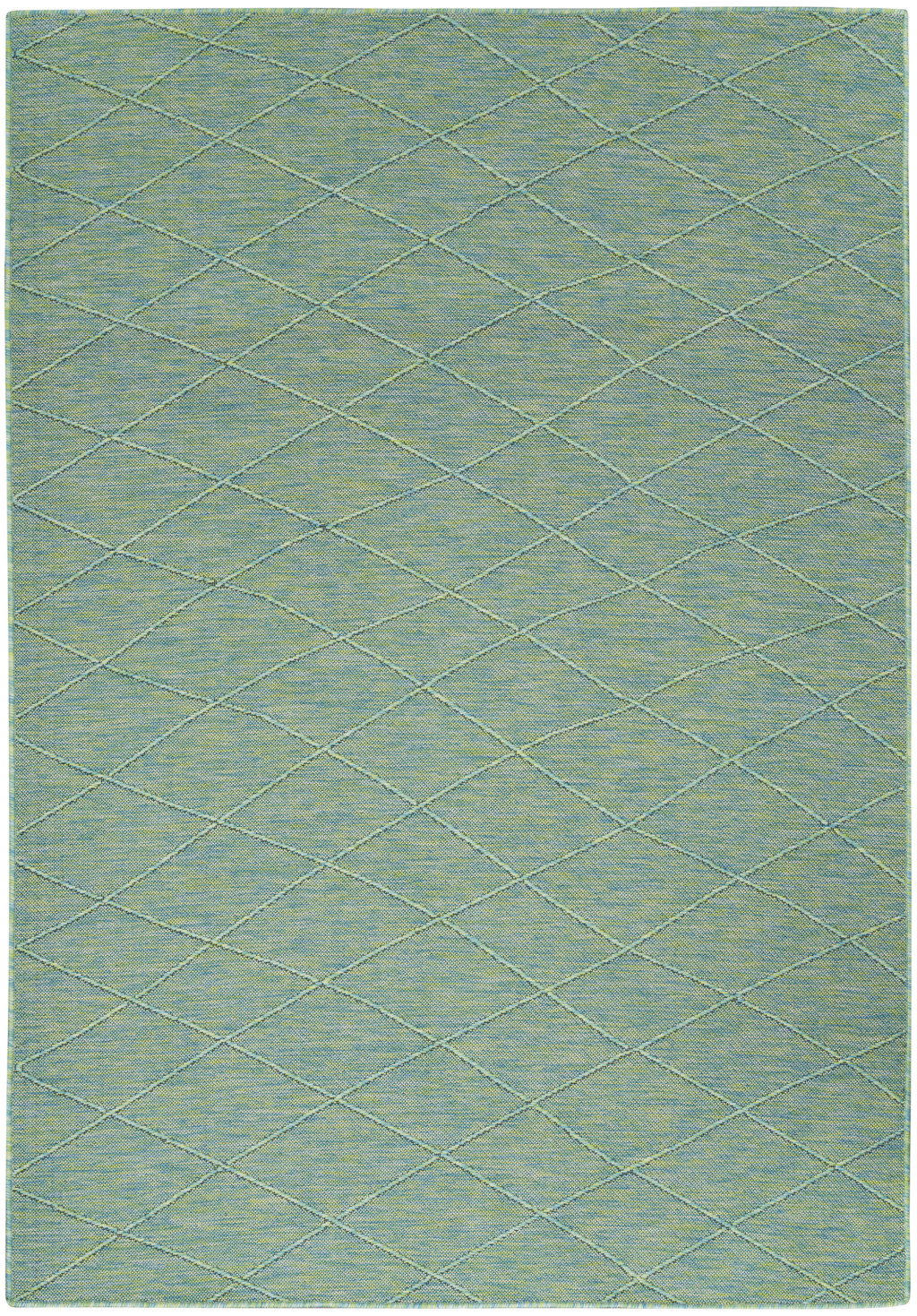 4" X 6" Blue Geometric Power Loom Non Skid Area Rug