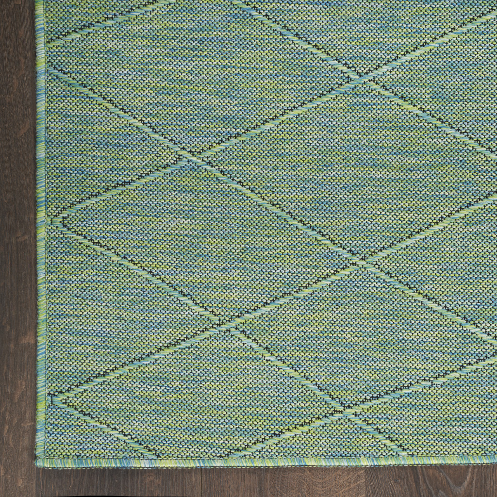 4" X 6" Blue Geometric Power Loom Non Skid Area Rug