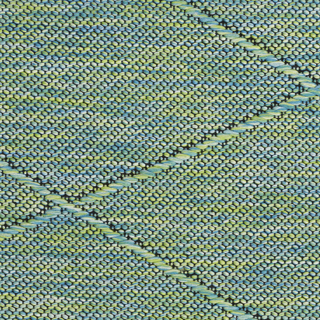 4" X 6" Blue Geometric Power Loom Non Skid Area Rug