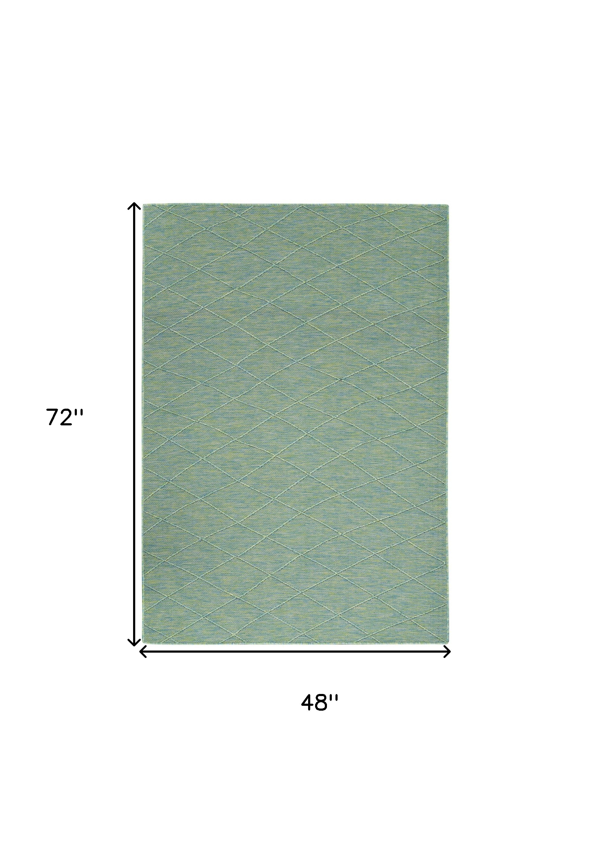 4" X 6" Blue Geometric Power Loom Non Skid Area Rug