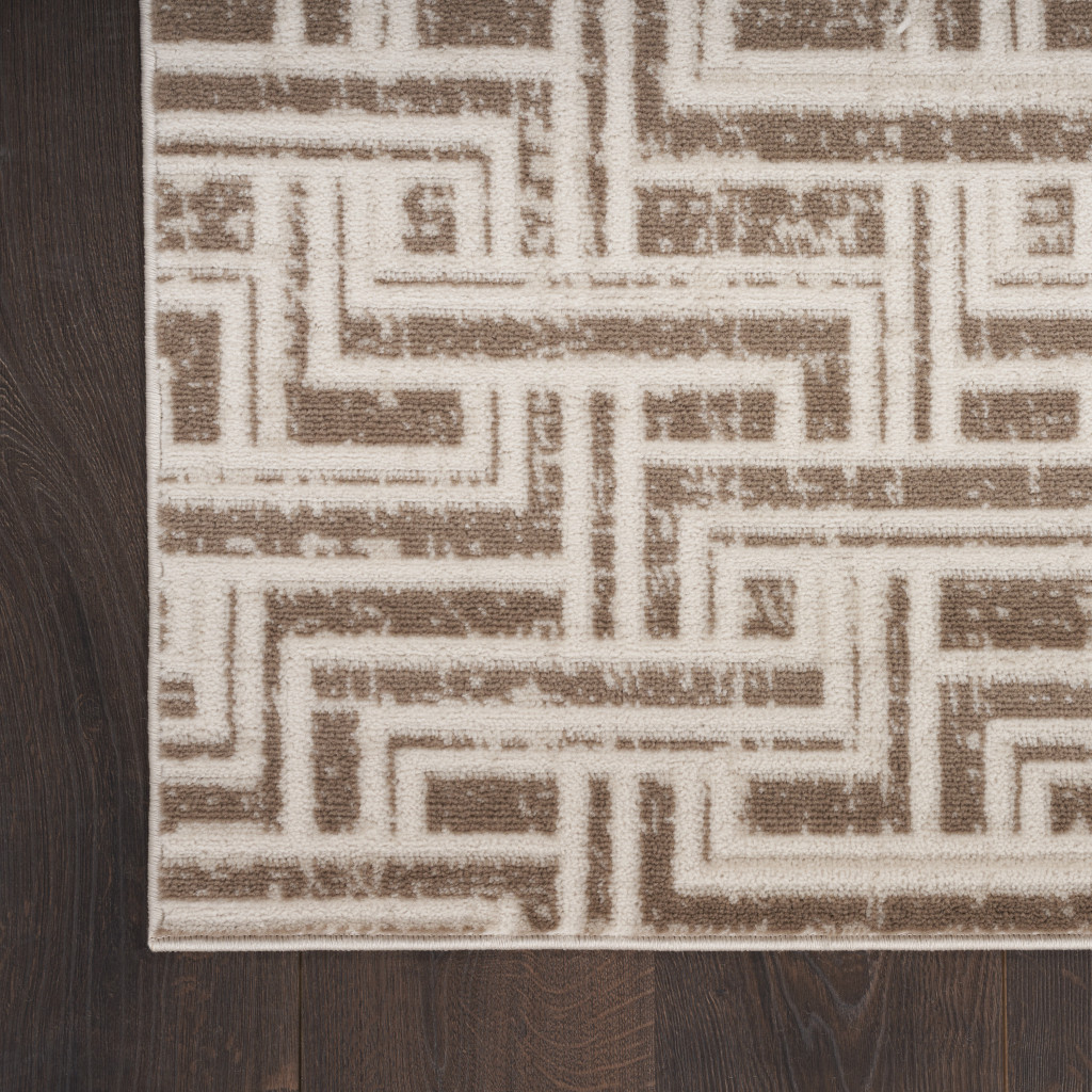 5" X 7" Brown Geometric Distressed Area Rug