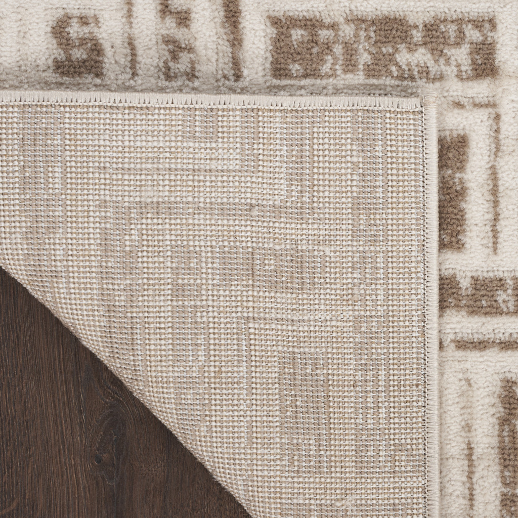 5" X 7" Brown Geometric Distressed Area Rug