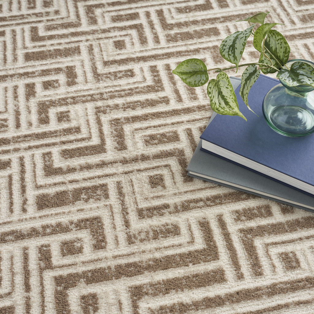 5" X 7" Brown Geometric Distressed Area Rug