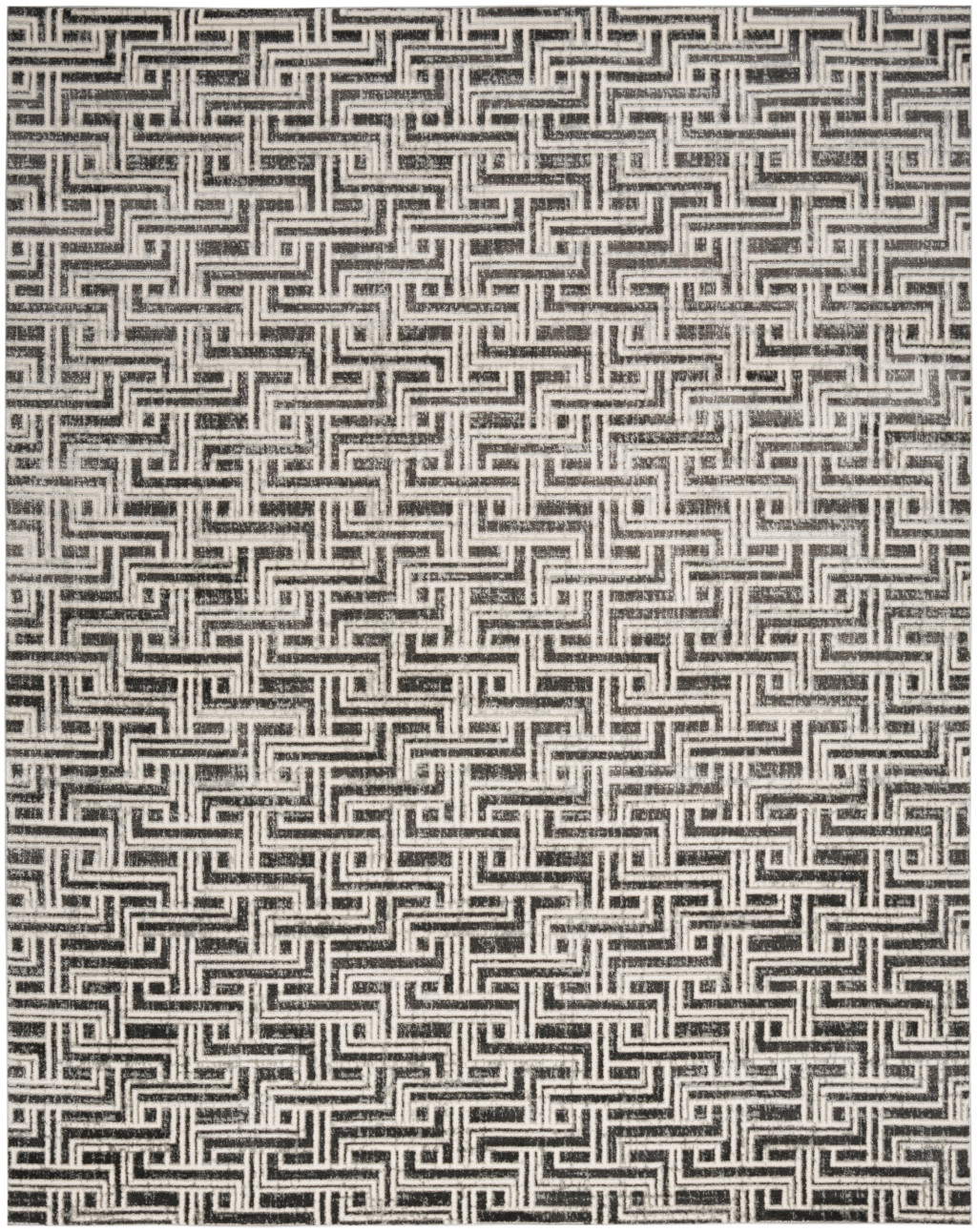 5" X 7" Gray Geometric Distressed Area Rug