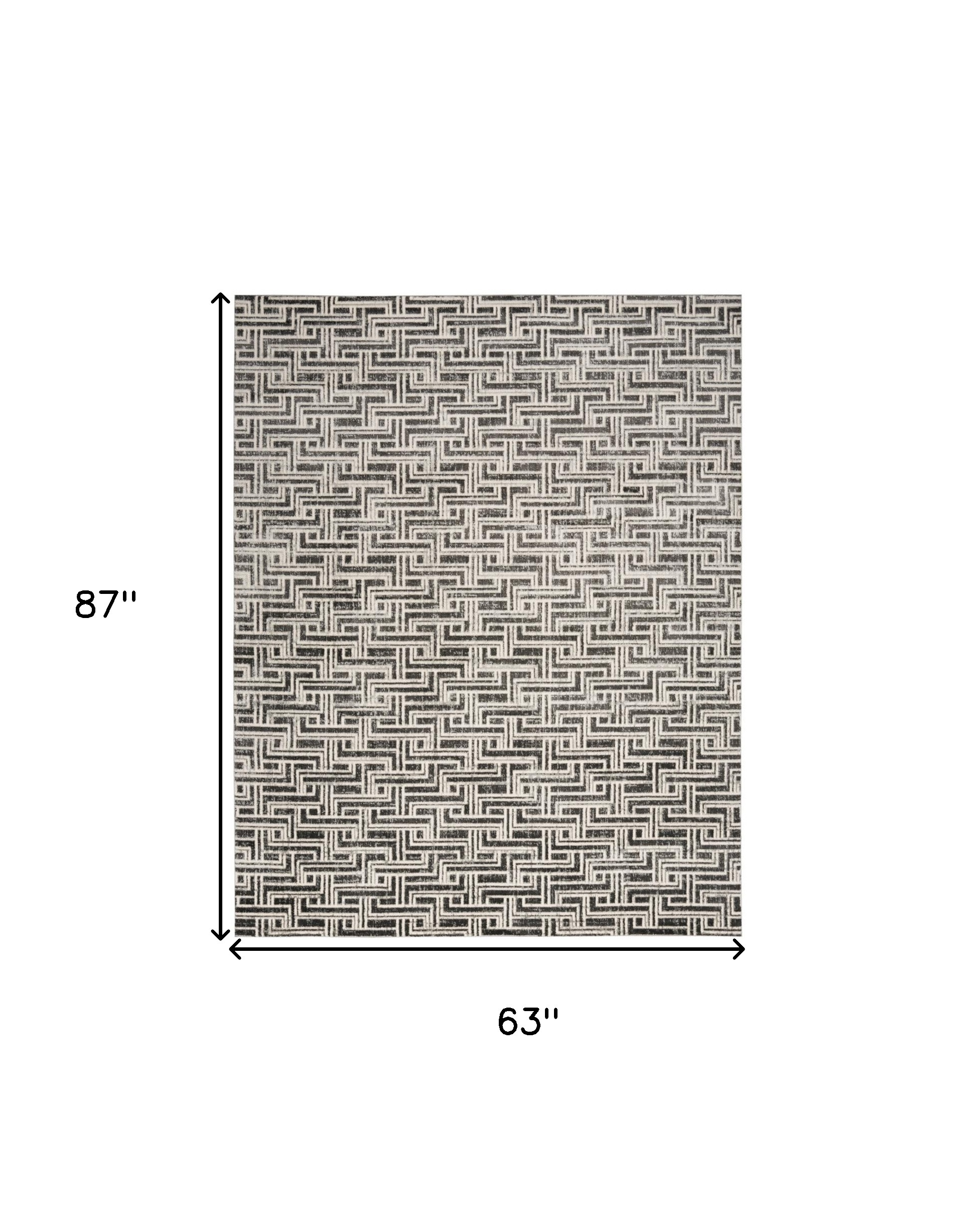 5" X 7" Gray Geometric Distressed Area Rug