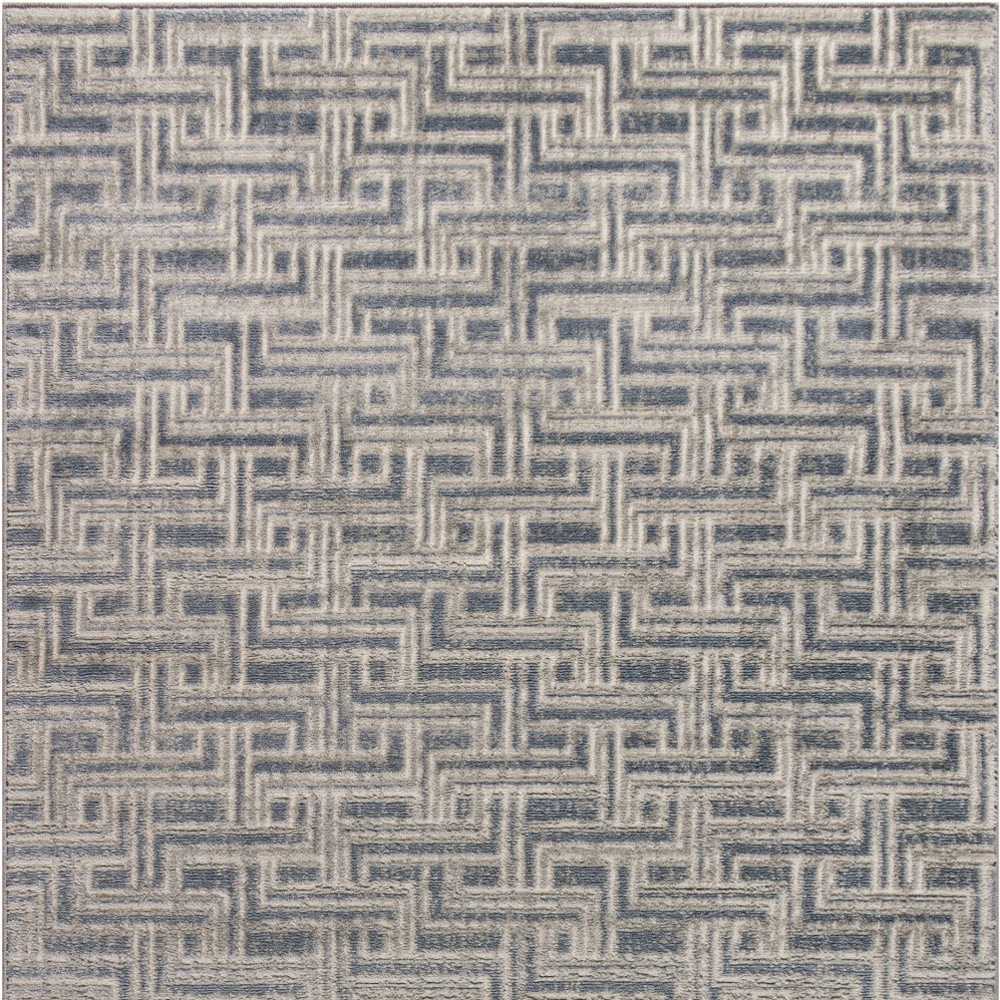 4" X 6" Blue Geometric Distressed Area Rug