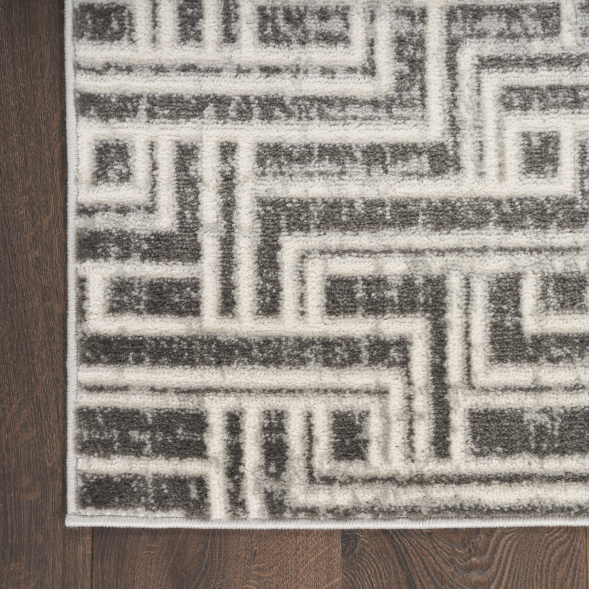 4" X 6" Gray Geometric Distressed Area Rug