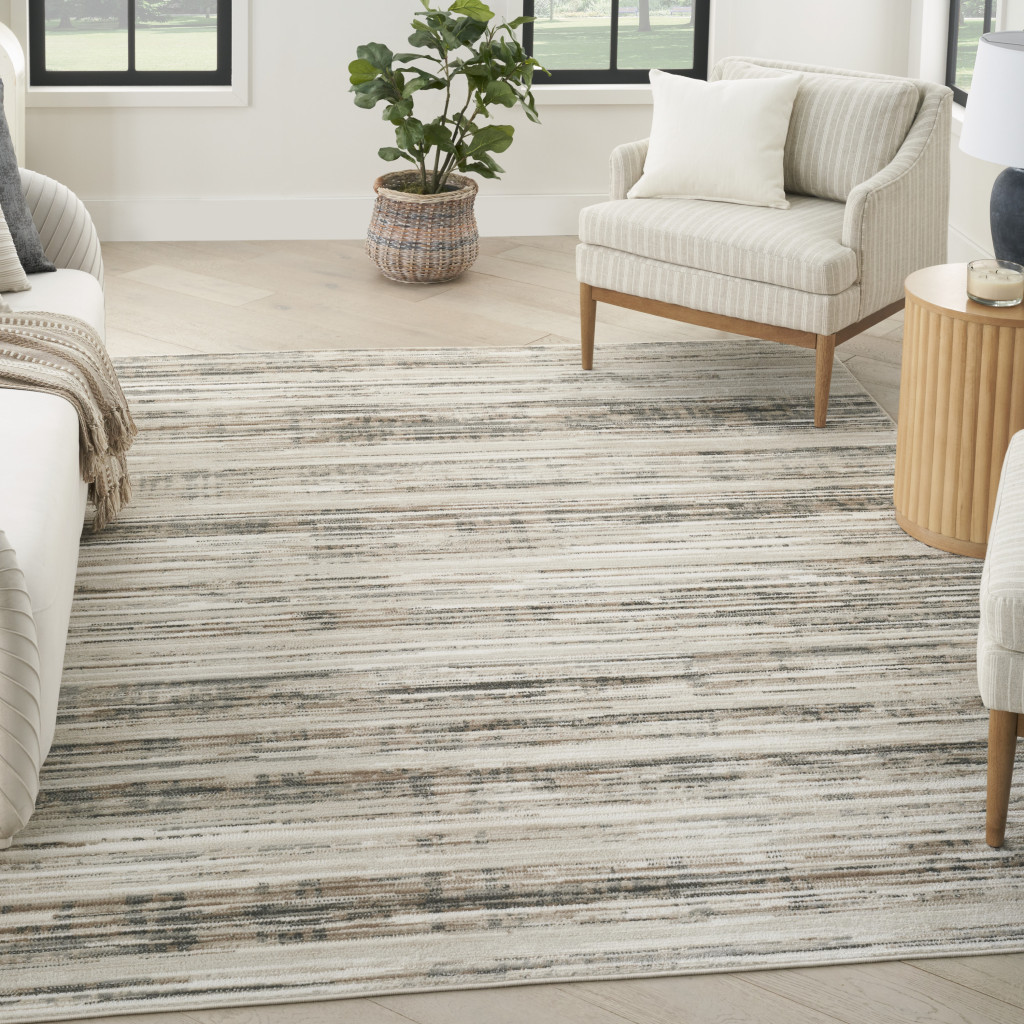 5" X 7" Cream Abstract Distressed Area Rug