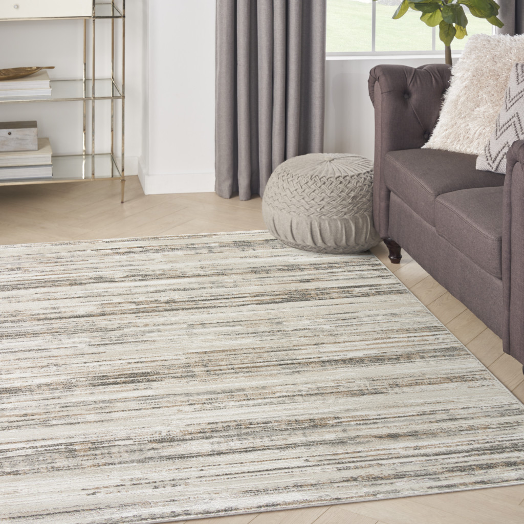 4" X 6" Cream Abstract Distressed Area Rug