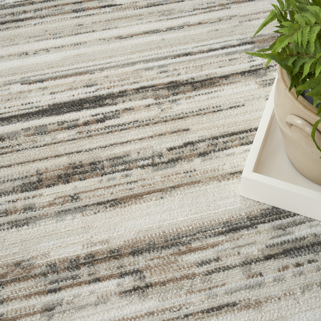 4" X 6" Cream Abstract Distressed Area Rug