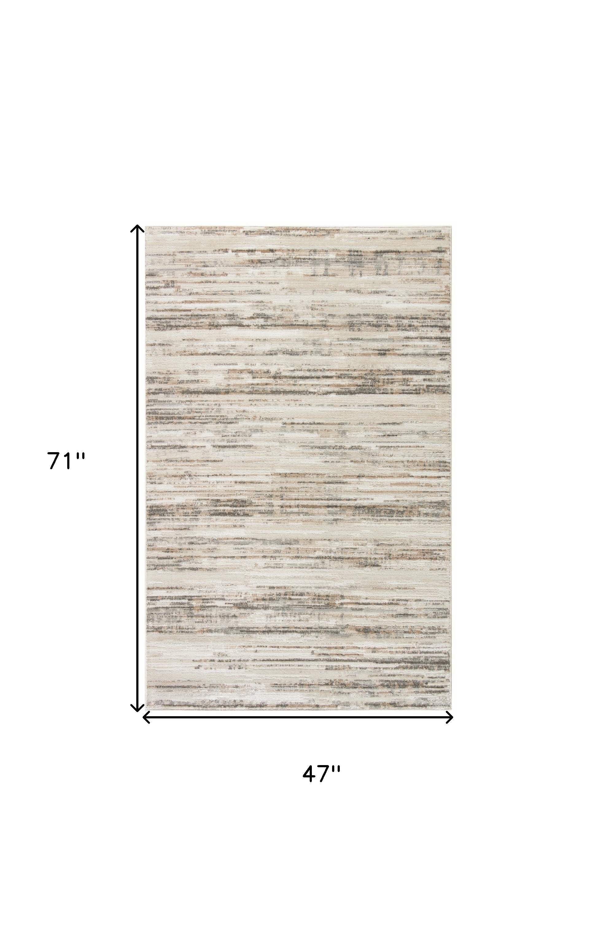 4" X 6" Cream Abstract Distressed Area Rug