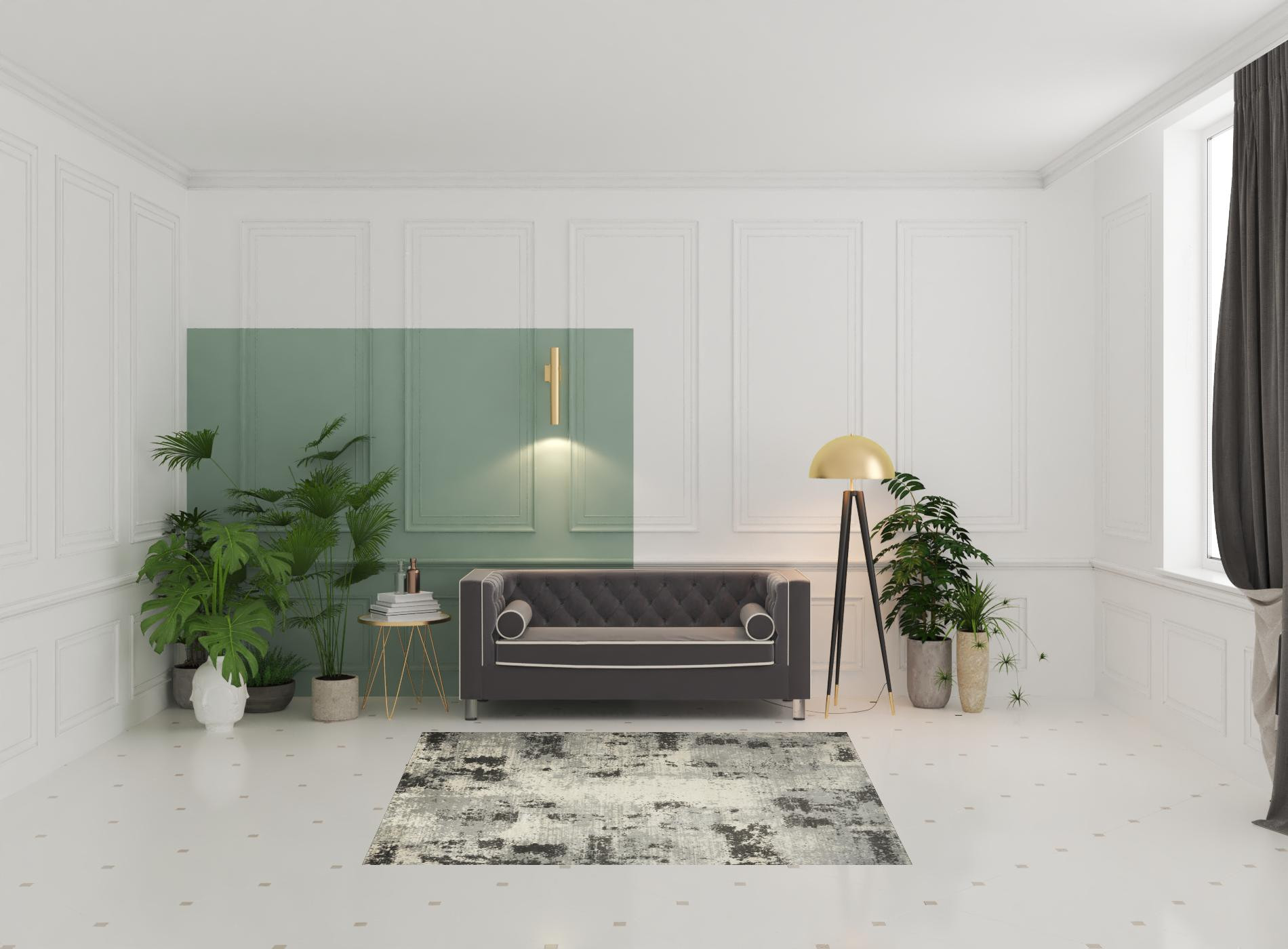 5" X 7" Cream Abstract Area Rug