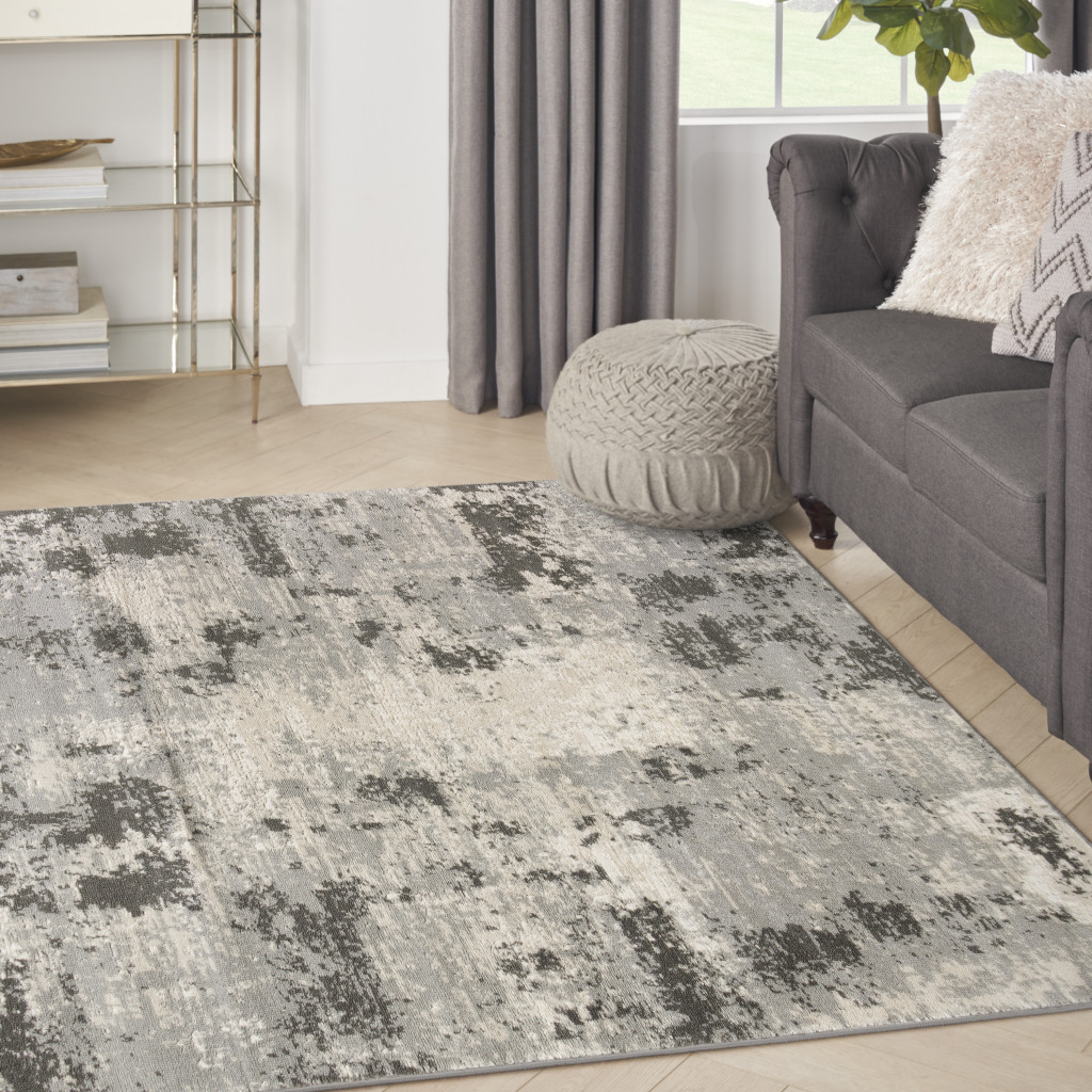 4" X 6" Cream Abstract Area Rug