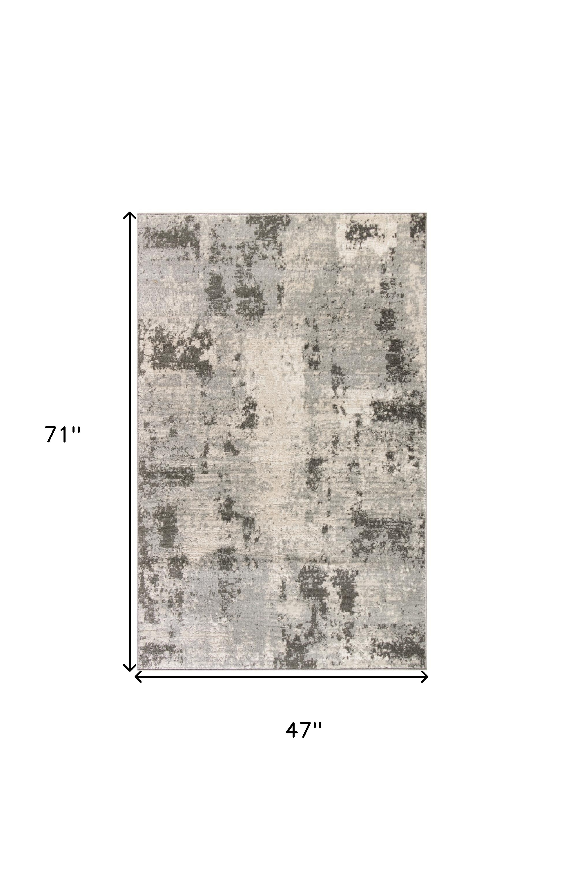 4" X 6" Cream Abstract Area Rug