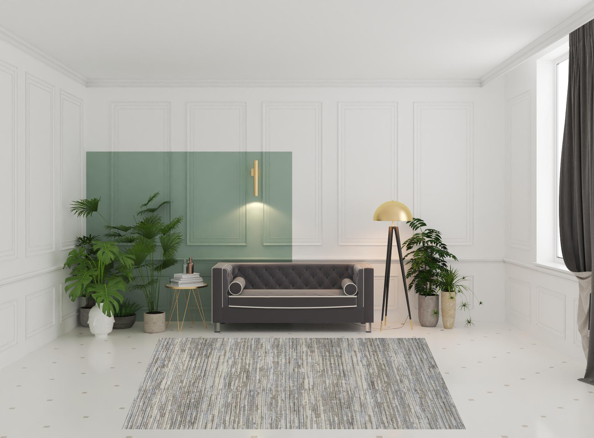 8" X 10" Gray Geometric Area Rug