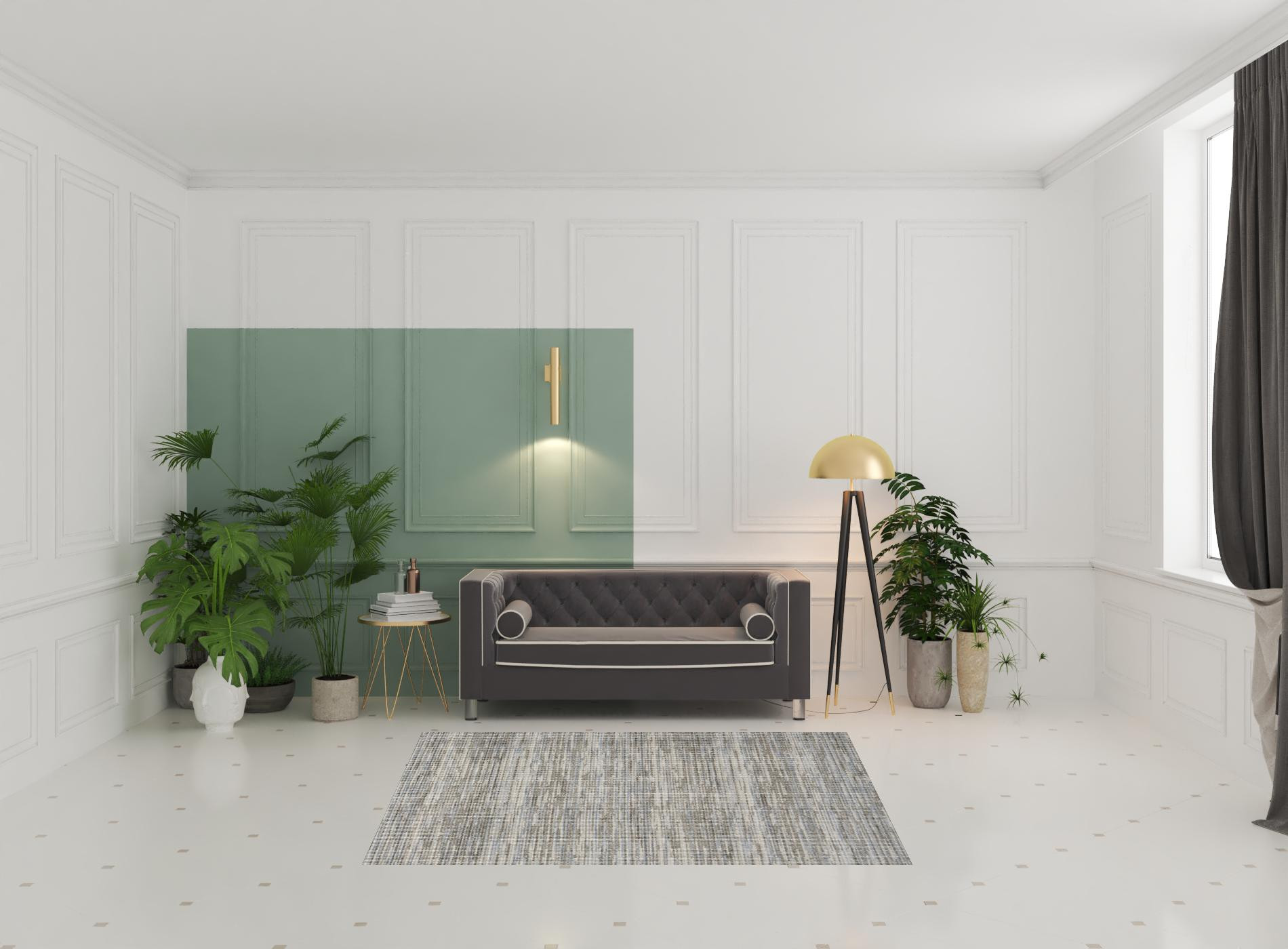5" X 7" Gray Geometric Area Rug