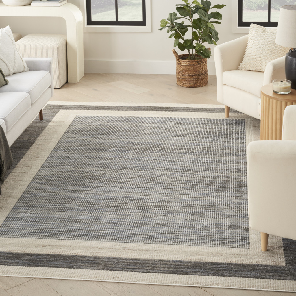 5" X 7" Gray Geometric Area Rug