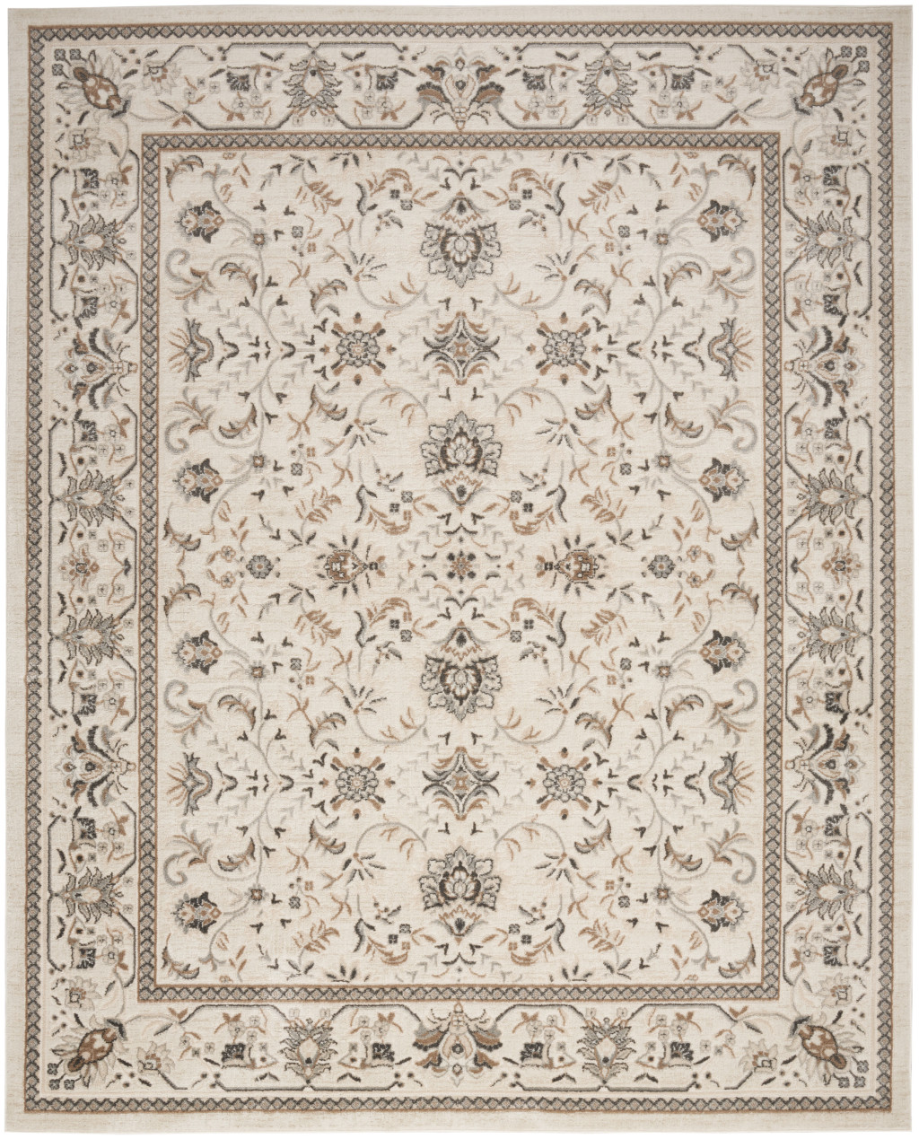 5" X 7" Cream Floral Distressed Area Rug