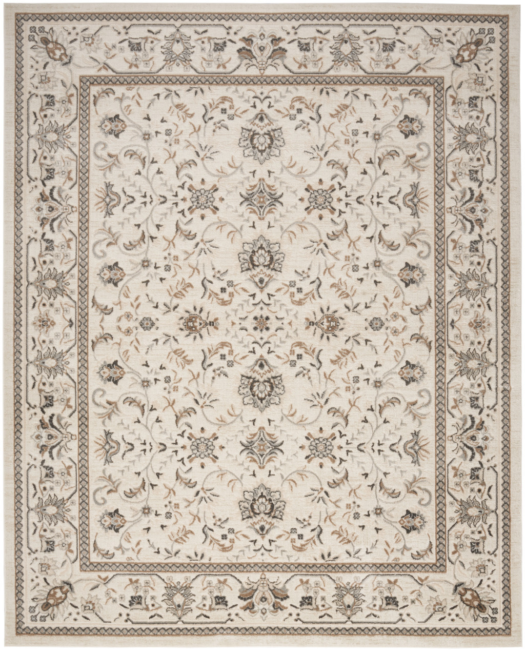 5" X 7" Cream Floral Distressed Area Rug