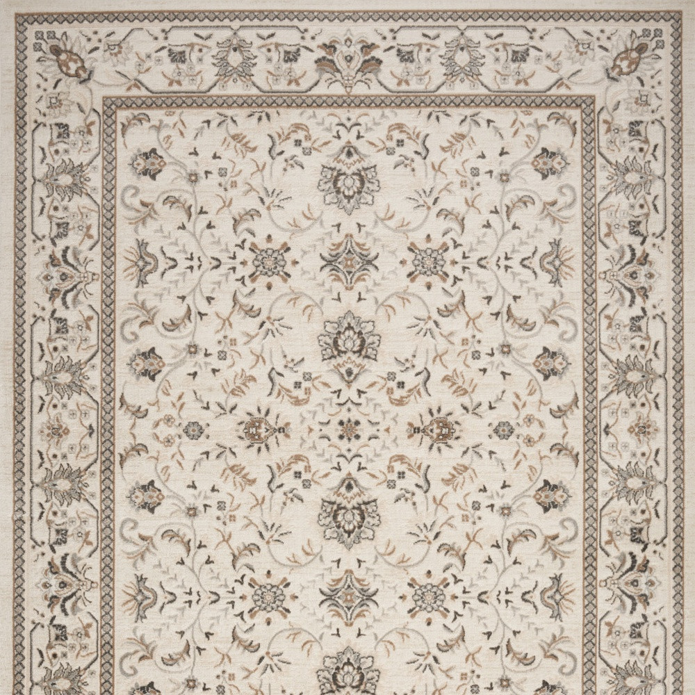 5" X 7" Cream Floral Distressed Area Rug