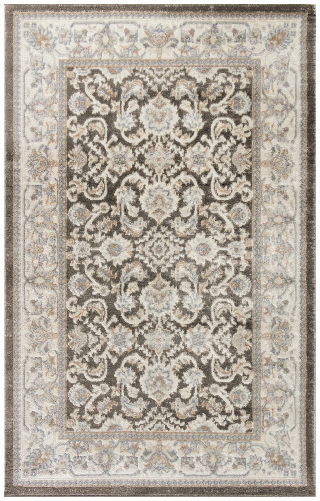 4" X 6" Gray Floral Distressed Area Rug