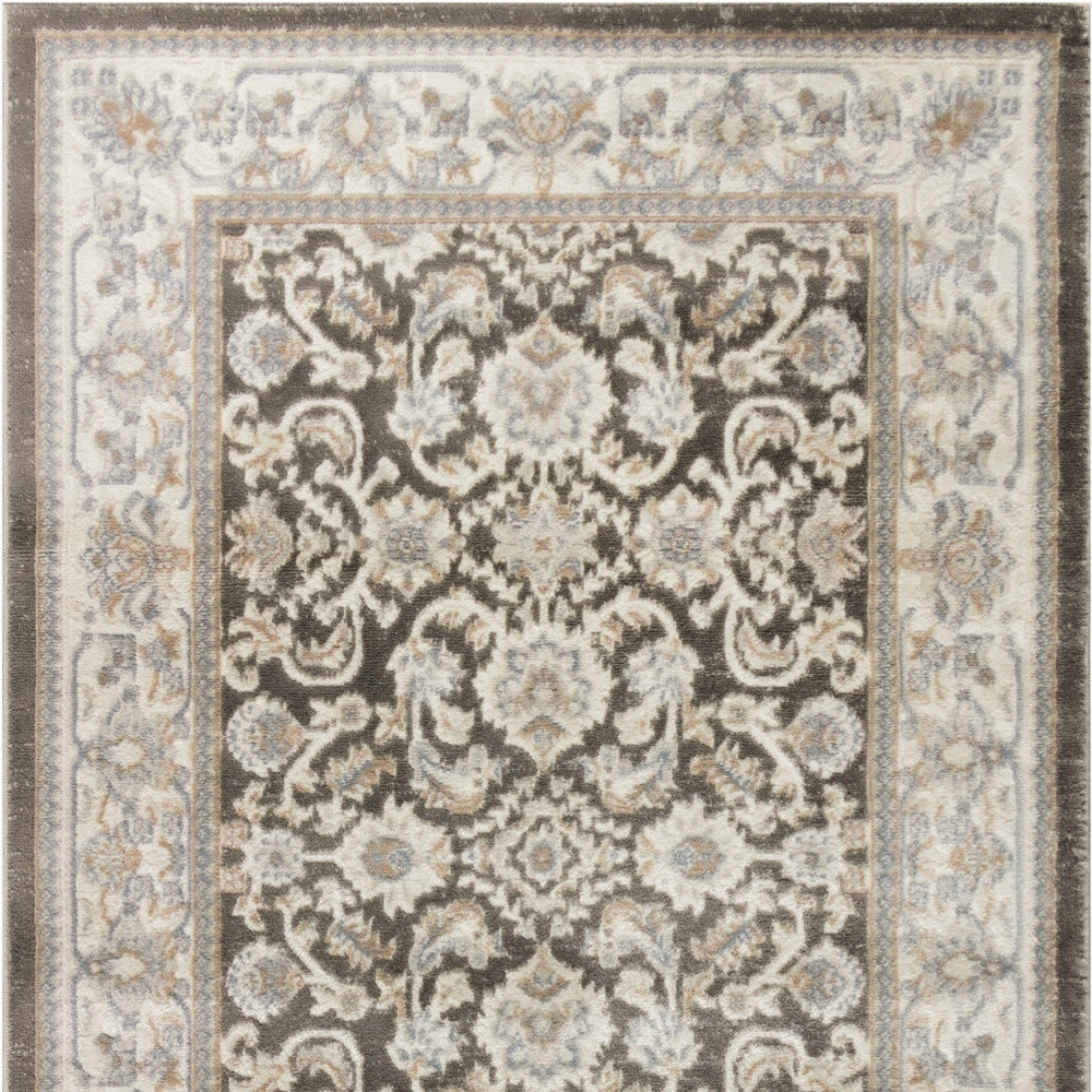 4" X 6" Gray Floral Distressed Area Rug
