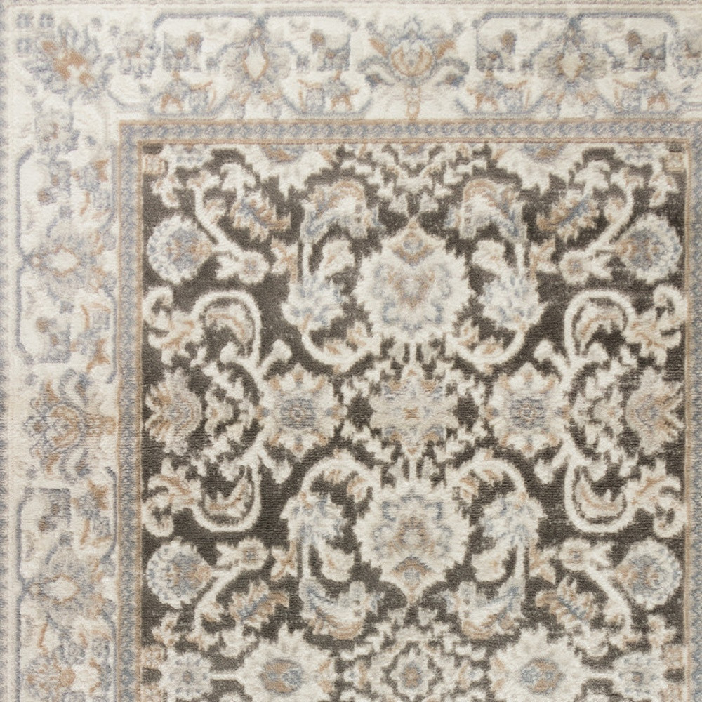 4" X 6" Gray Floral Distressed Area Rug