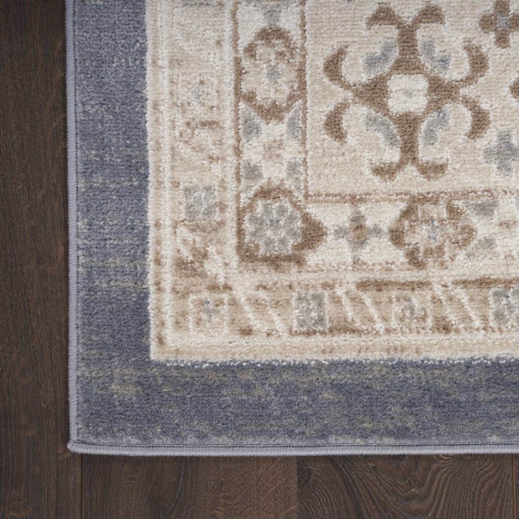 9" X 12" Blue Geometric Distressed Area Rug