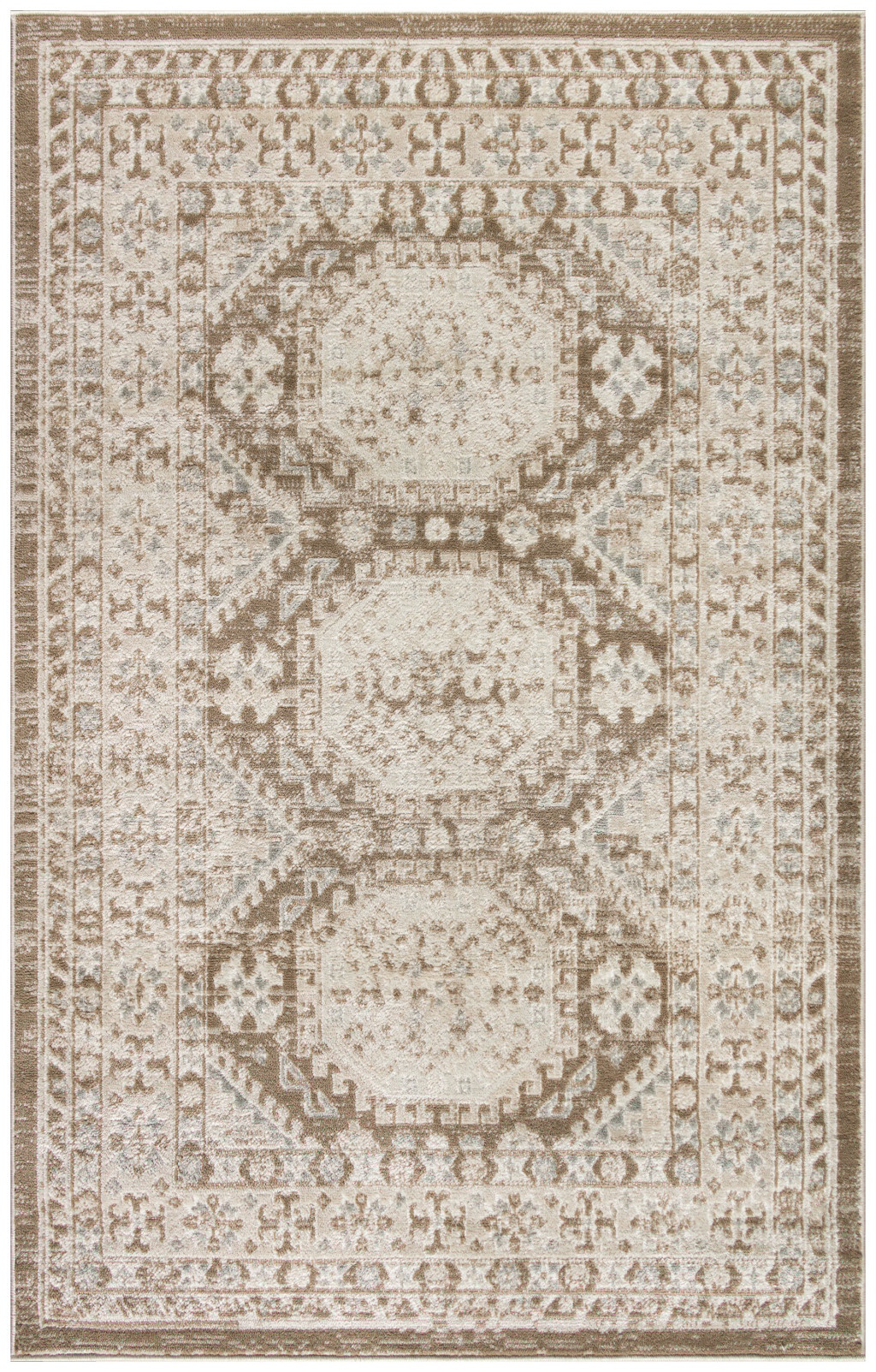 4" X 6" Brown Geometric Distressed Area Rug