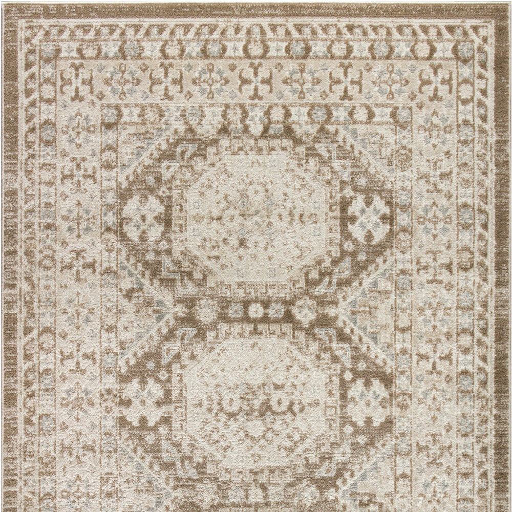 4" X 6" Brown Geometric Distressed Area Rug