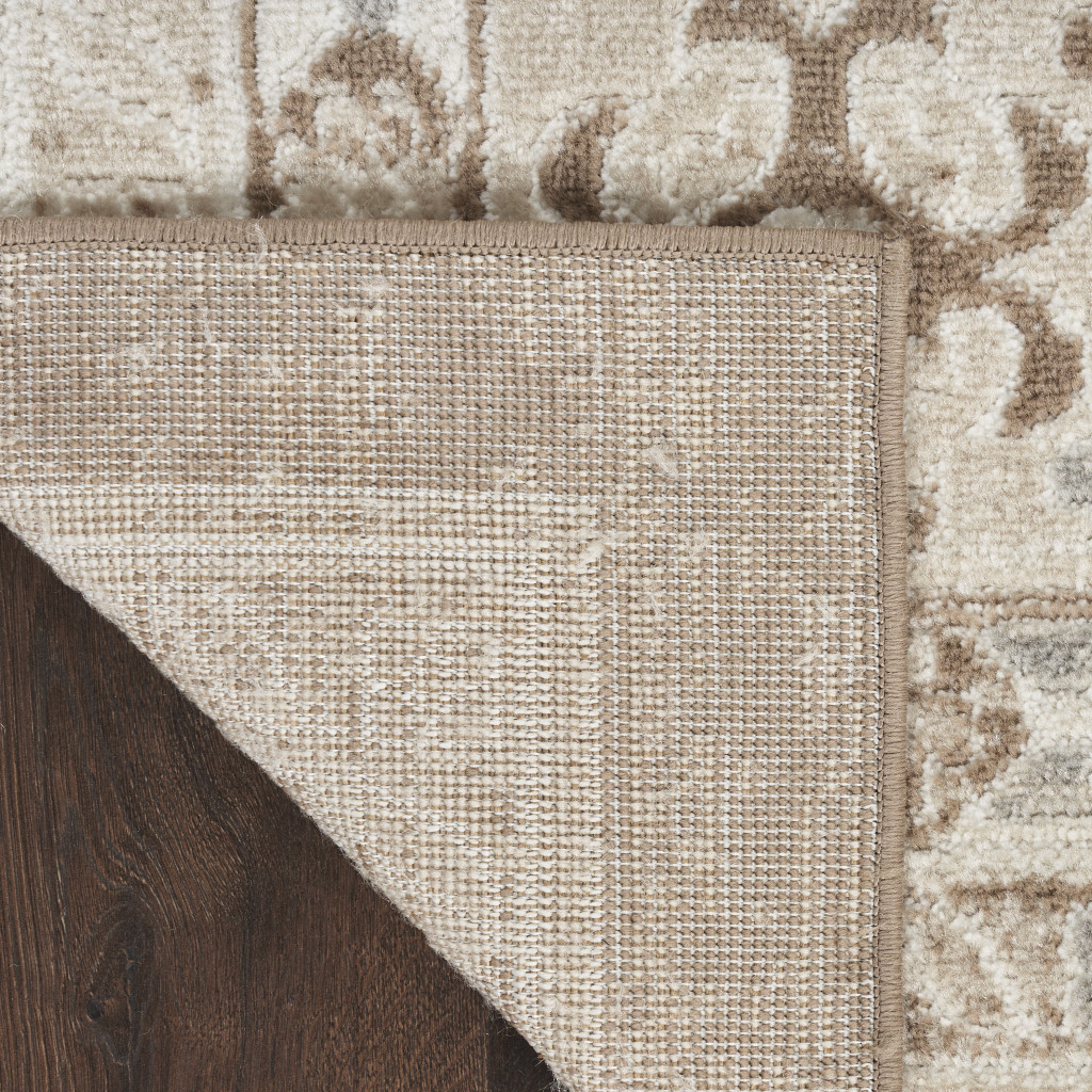 4" X 6" Brown Geometric Distressed Area Rug
