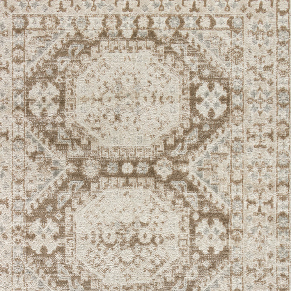 4" X 6" Brown Geometric Distressed Area Rug