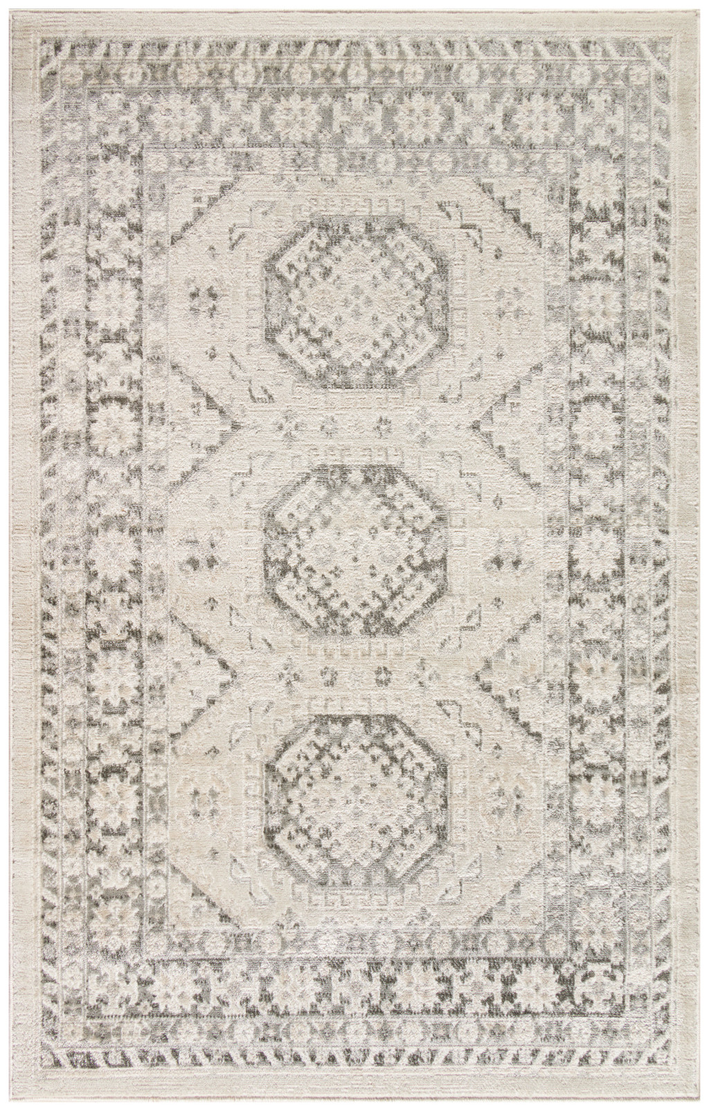 4" X 6" Gray Geometric Distressed Area Rug