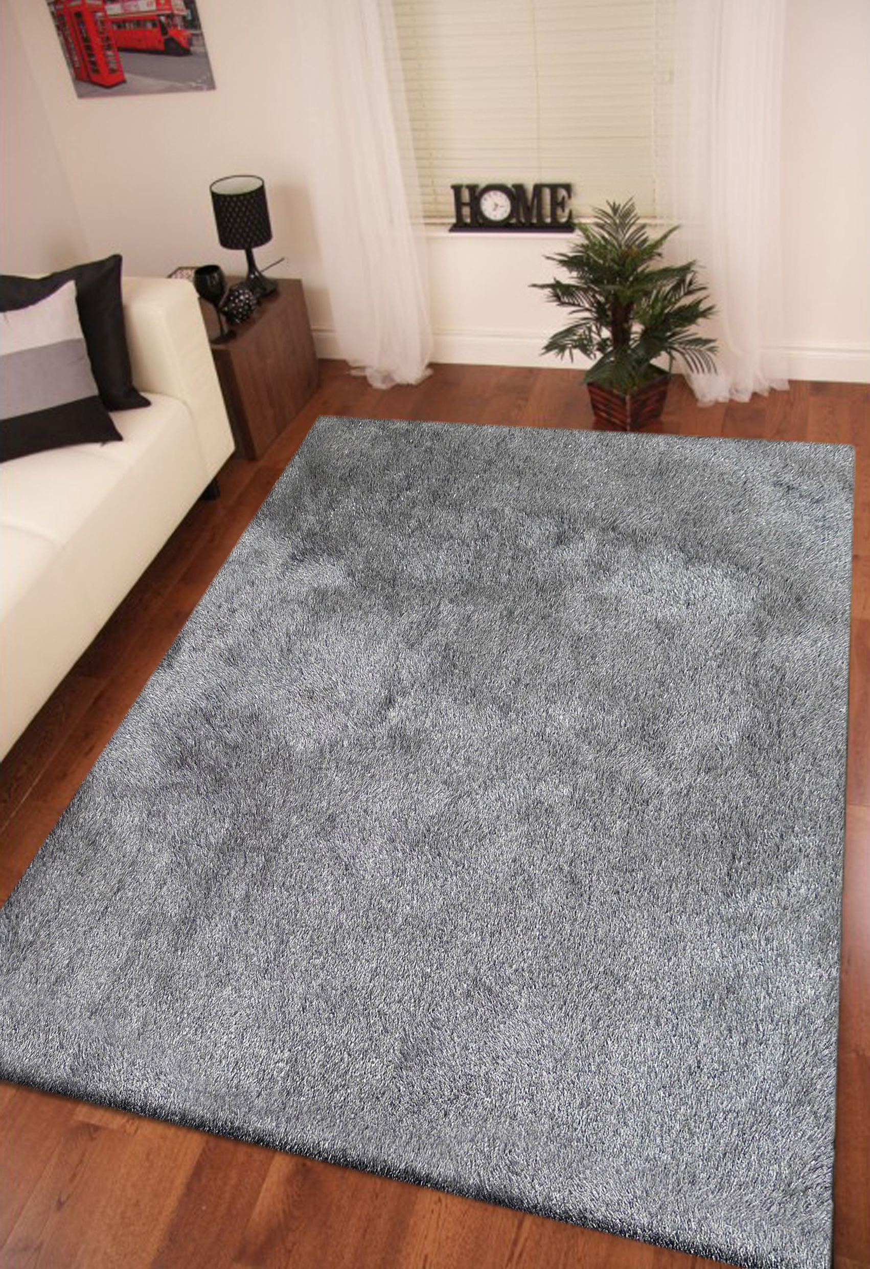 8" X 11" Gray Shag Hand Tufted Area Rug