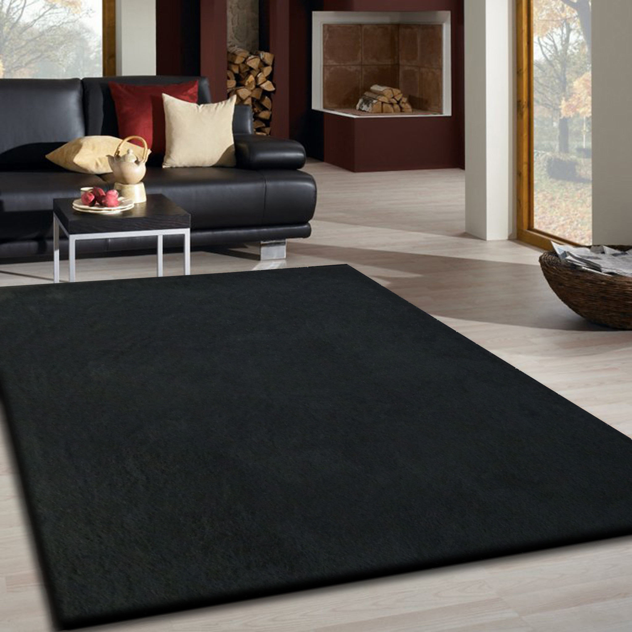 5" X 7" Black Shag Hand Tufted Area Rug