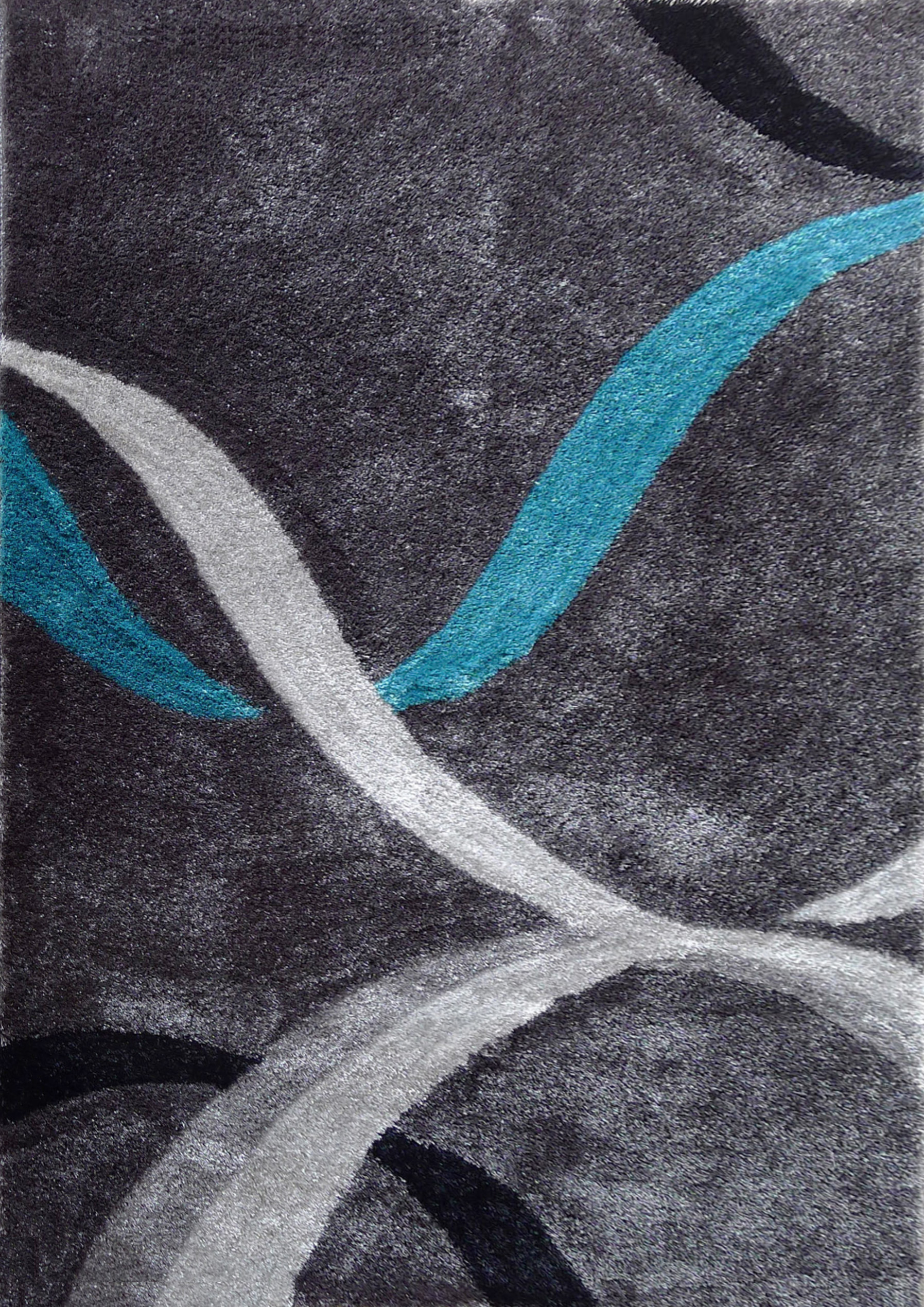 5" X 7" Gray and Silver Shag Hand Tufted Area Rug
