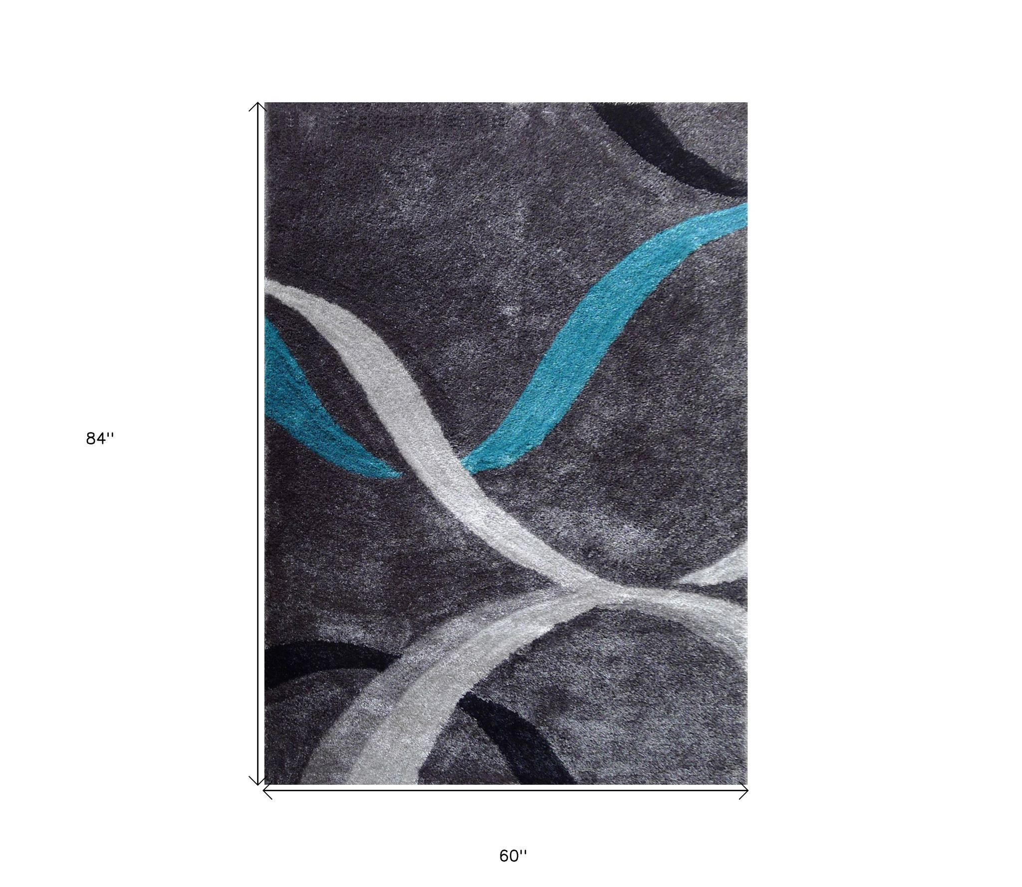 5" X 7" Gray and Silver Shag Hand Tufted Area Rug
