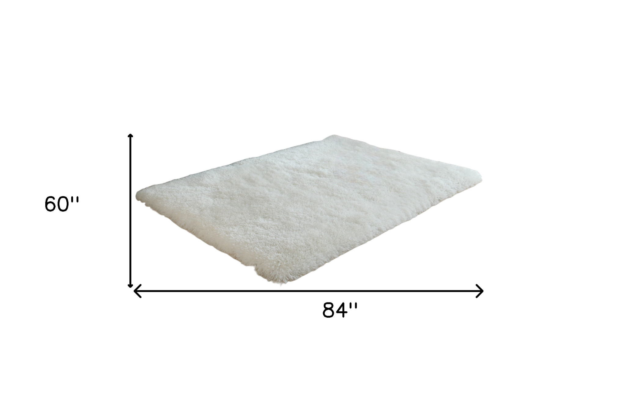 5" X 7" White Shag Hand Tufted Area Rug