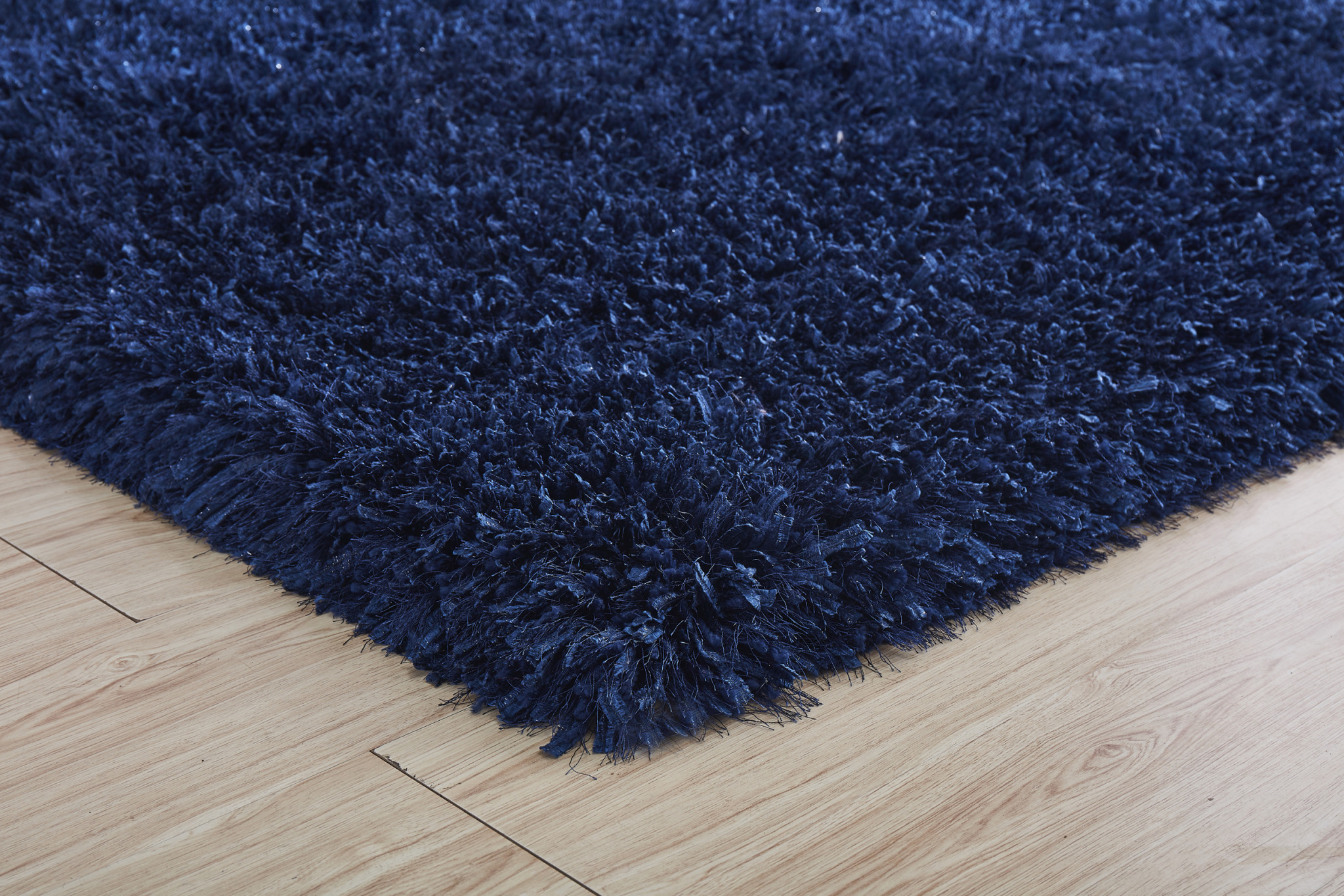 5" X 7" Navy Blue Shag Hand Tufted Area Rug
