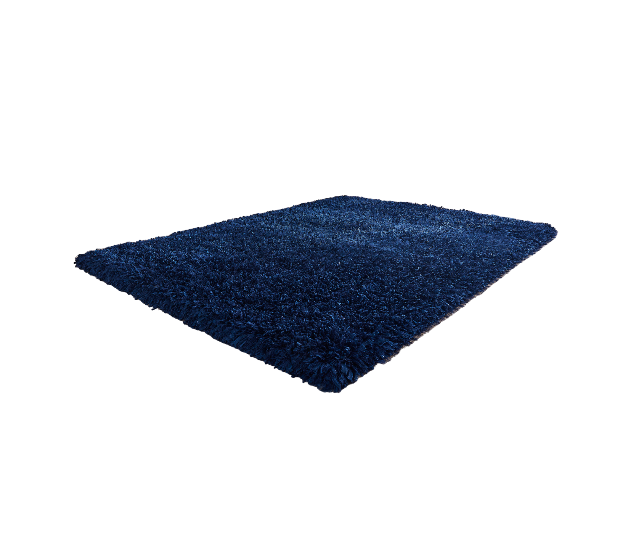 5" X 7" Navy Blue Shag Hand Tufted Area Rug