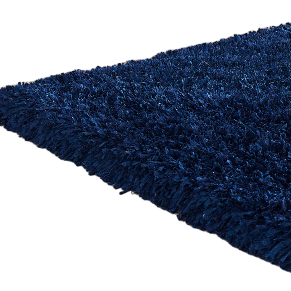 5" X 7" Navy Blue Shag Hand Tufted Area Rug