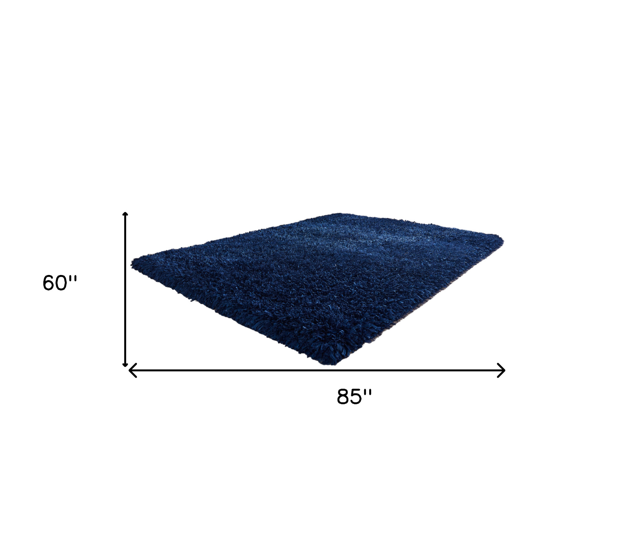 5" X 7" Navy Blue Shag Hand Tufted Area Rug
