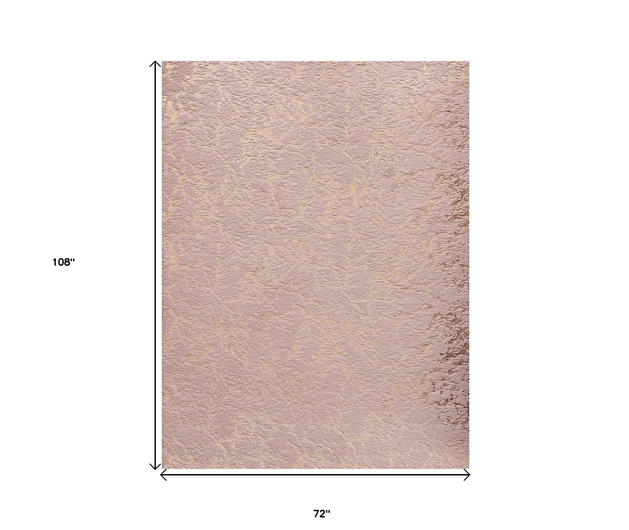 6" X 9" Pink and Gold Faux Fur Abstract Shag Non Skid Area Rug