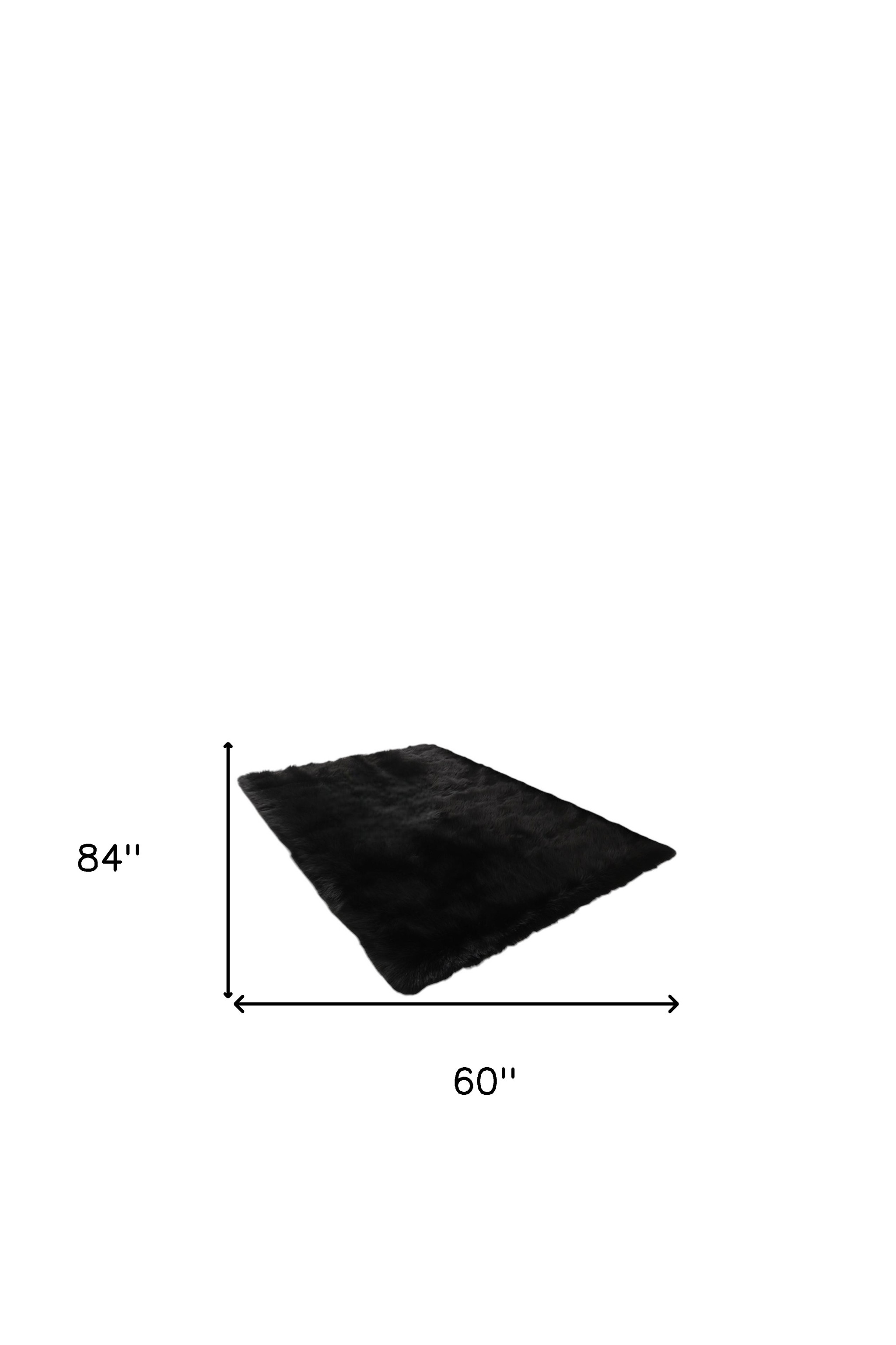 5" X 7" Charcoal Faux Sheepskin Shag Washable Area Rug