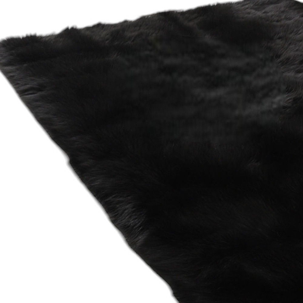 5" X 7" Charcoal Faux Sheepskin Shag Washable Area Rug