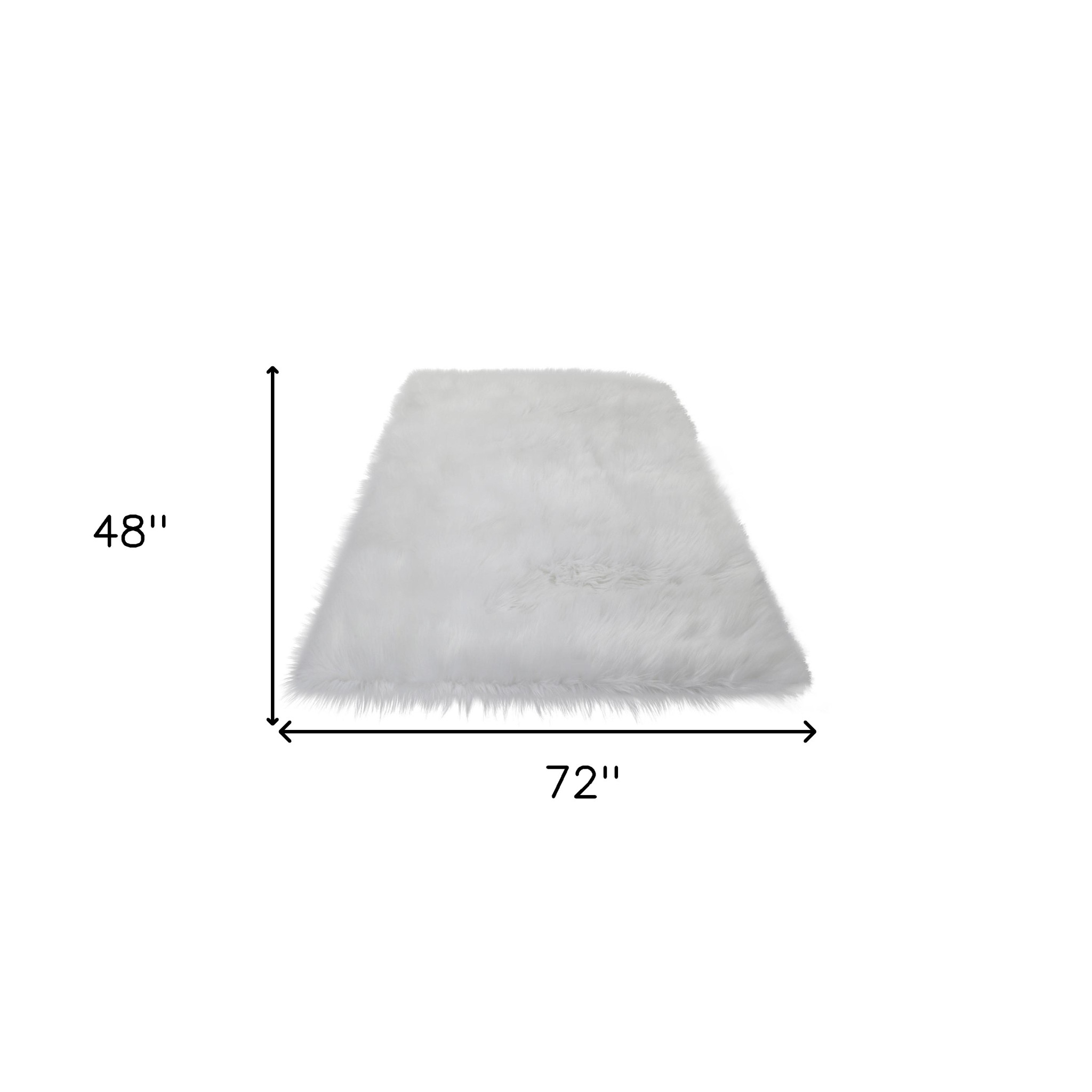 4" X 6" White Faux Sheepskin Shag Washable Area Rug
