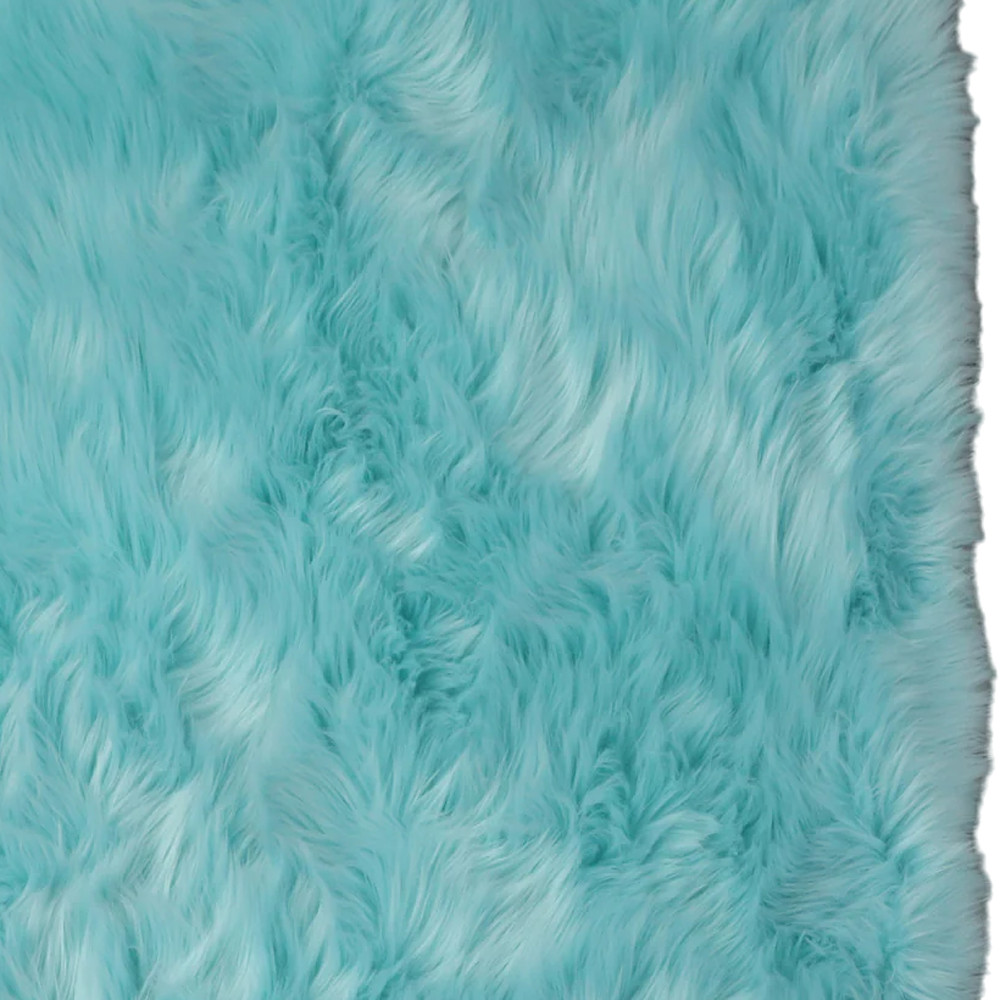 4" X 6" Turquoise Faux Sheepskin Shag Washable Area Rug