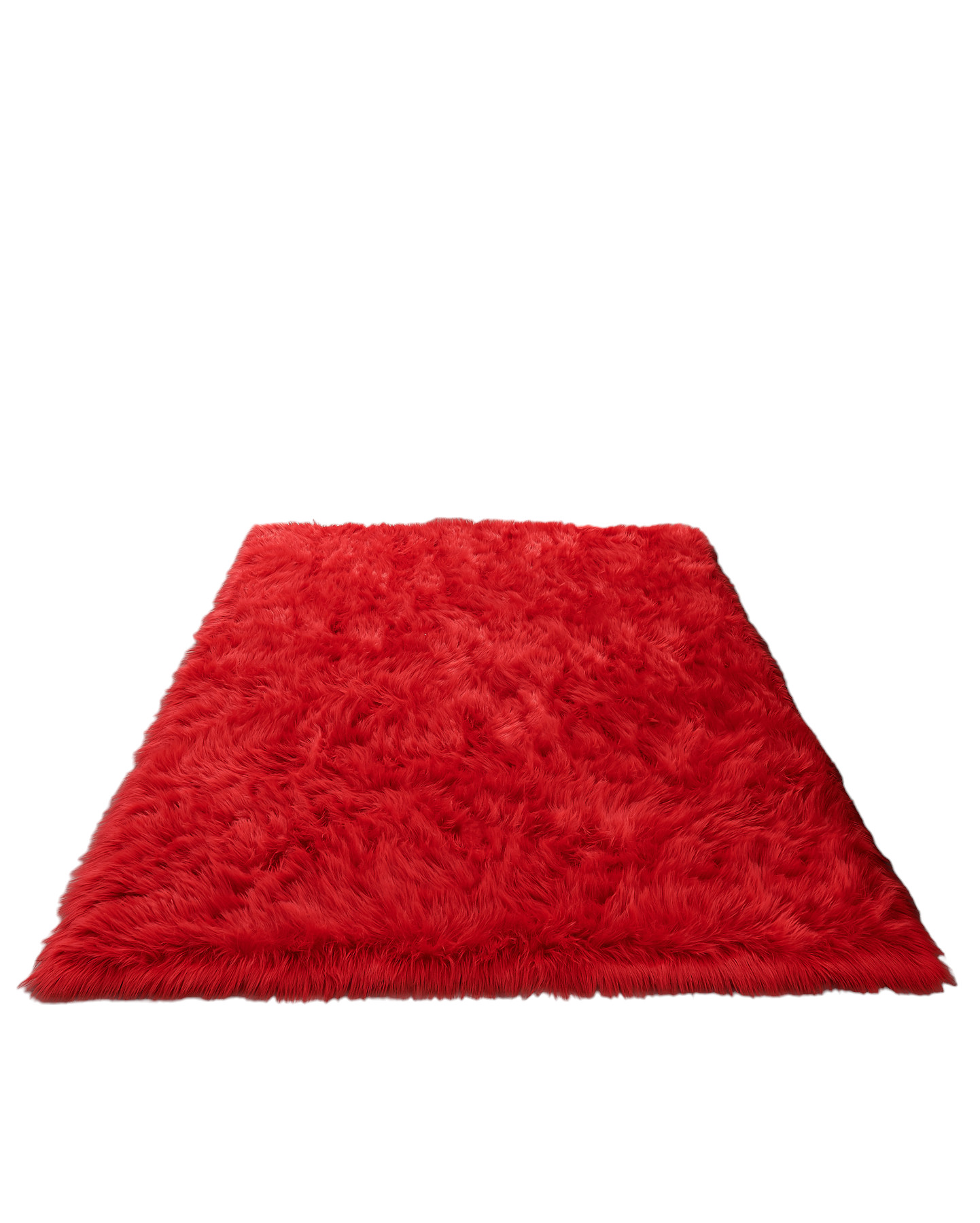 2" X 5" Red Faux Sheepskin Shag Washable Area Rug