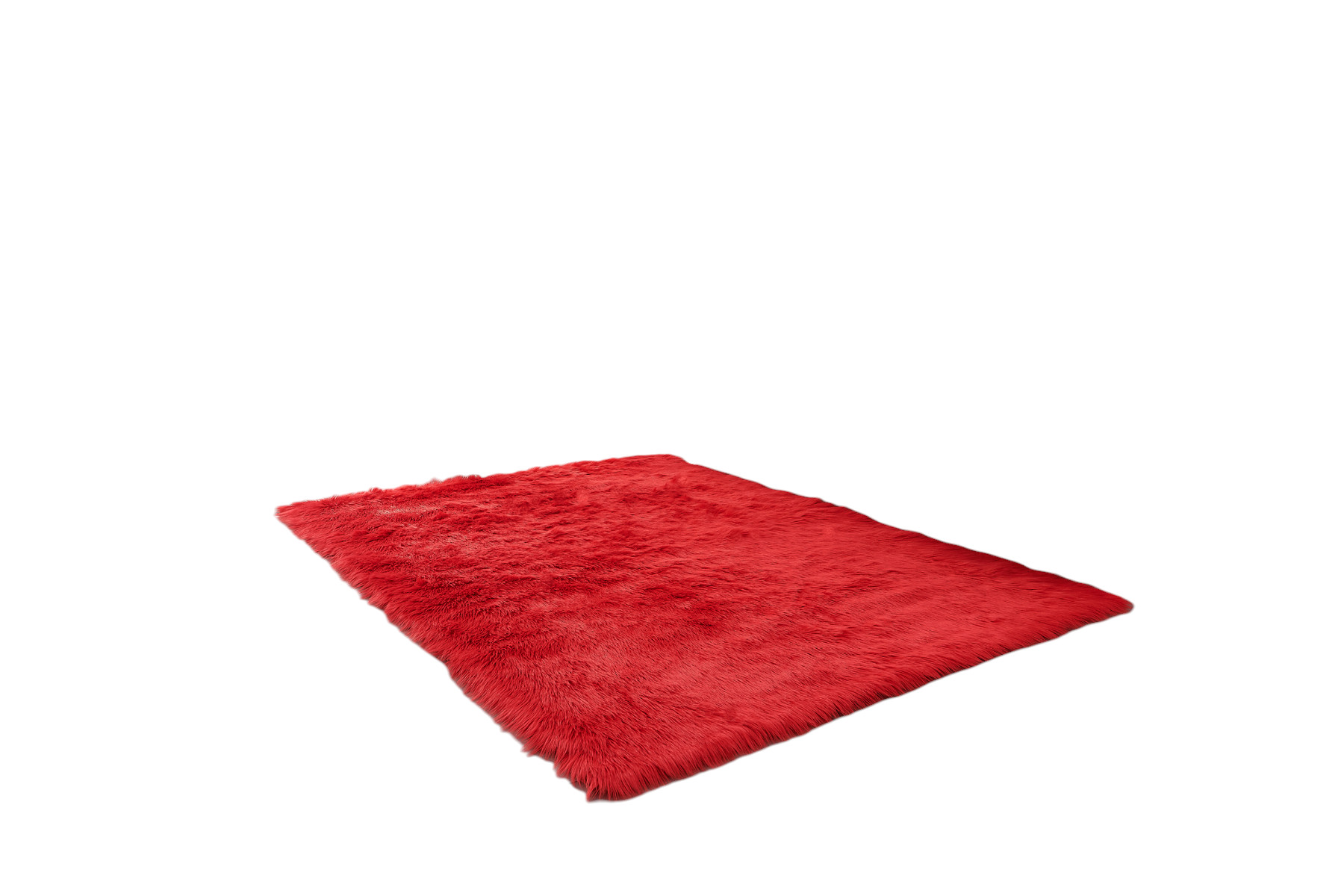 4" X 6" Red Faux Sheepskin Shag Washable Area Rug