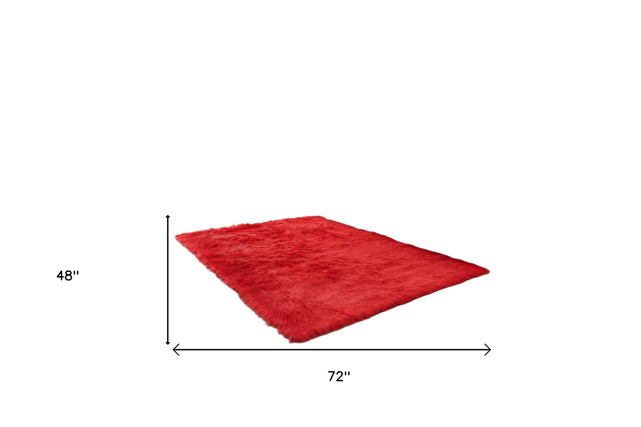 4" X 6" Red Faux Sheepskin Shag Washable Area Rug